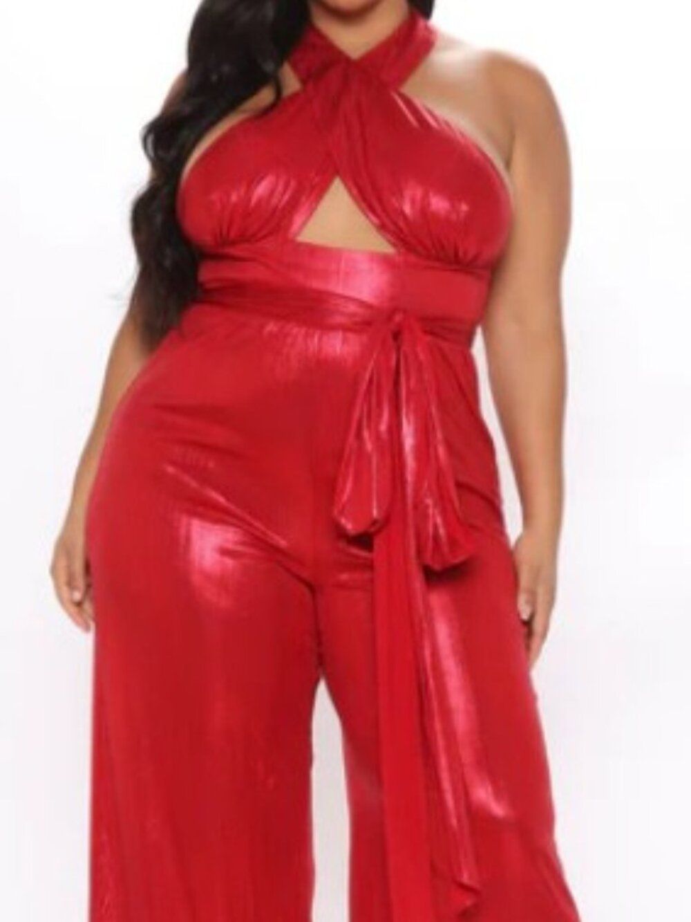 Fashion Nova Glitter And Glamour Jumpsuit Red 2X